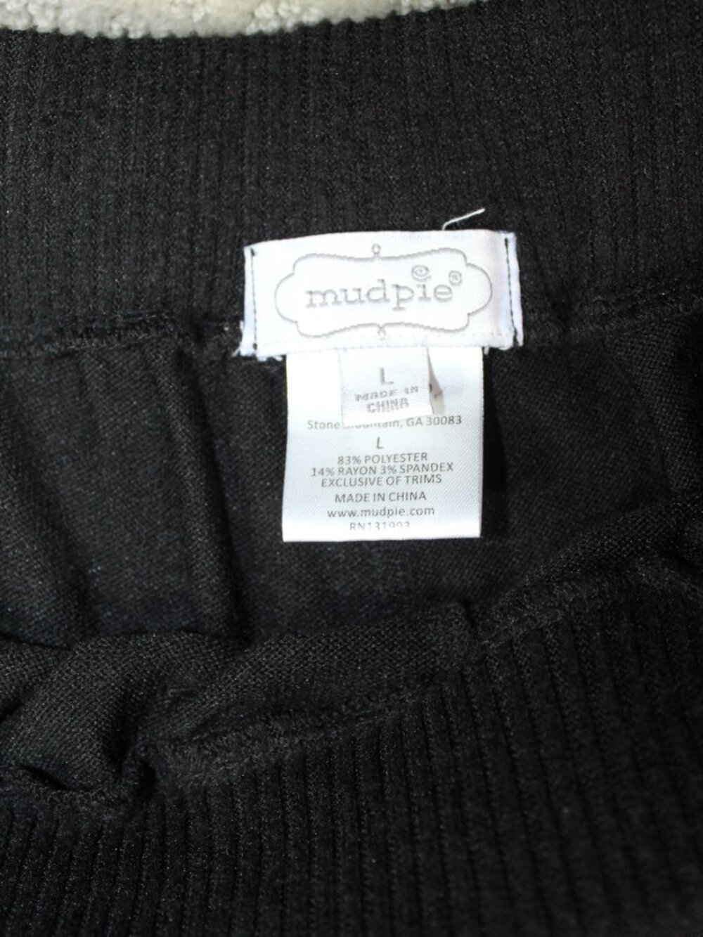 Mudpie Size L Black Semi-Fuzzy Lounge Pants - Picture 3 of 6